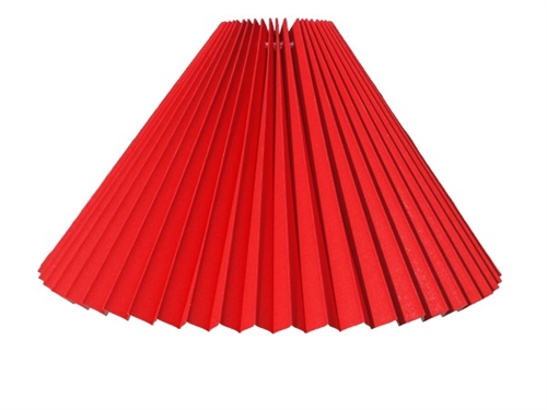 Plissé Rød bomuld, Top 7 cm, Side 18 cm, Bund 26 cm, montering pæreklemme (Stor rund)
